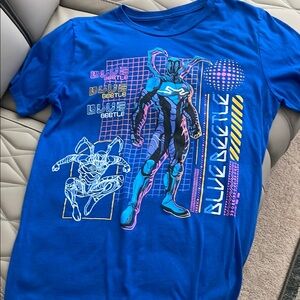 Blue Graphic T-Shirt with Superhero Design